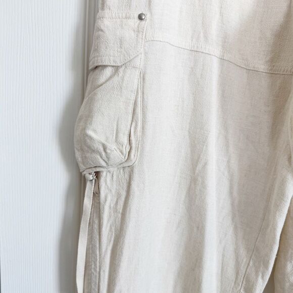 Anthropologie Linen Relaxed Cargo Pants Slouchy Utility Boho Lagenlook Baggy XS - Picture 11 of 16